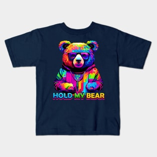 hold my bear (funny meme) Kids T-Shirt